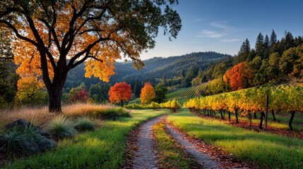 Autumnal vineyard landscape