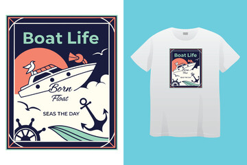 Boating T-Shirt Design – Nautical Theme, Marine Life, and Sailing Adventure Graphic Tee

