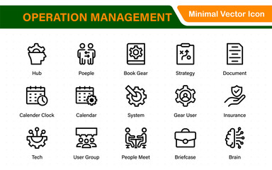 Operation management line icons. For website marketing design, logo, app, template, ui, etc. Outline icon collection.