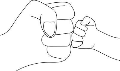  Parent and Child Fist Bump Line Art