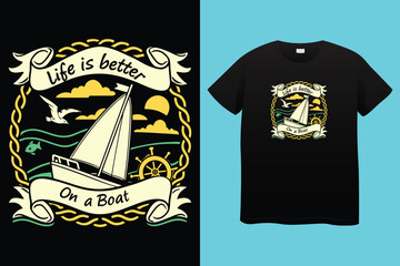 Boating T-Shirt Design – Nautical Adventure, Sailing Lifestyle, and Ocean Vibes Graphic Tee

