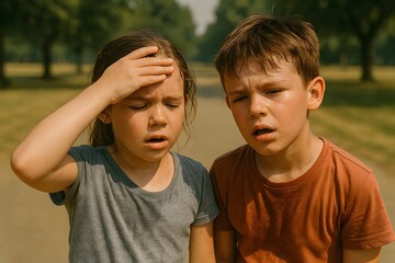 Kinder leiden unter extremer Hitze im Sommerpark

