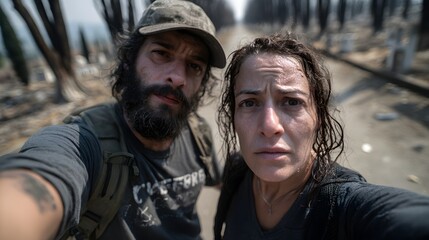 Selfie nach Waldbrand – dokumentierte Realität im Klimawandel
