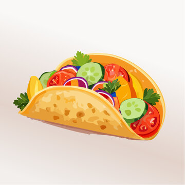taco with vegetables, colorful, fresh clip art preview