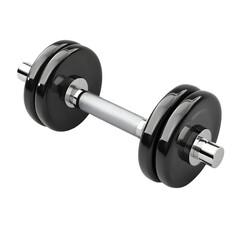 Black dumbbell with a gray bar.