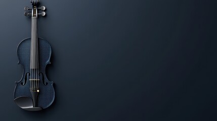 Elegant Black Violin with Rich Detail Set Against a Deep Blue Background for Creative Projects