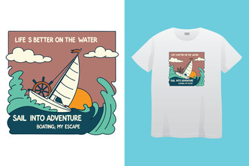 Boating T-Shirt Design &ndash; Ocean Sailing, Nautical Life, and Maritime Adventure Graphic Tee