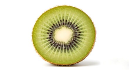 Perfectly Sliced Kiwi Fruit on White Background