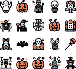 halloween icons set
