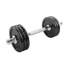 Fototapeta premium Black and chrome dumbbell isolated on black background.