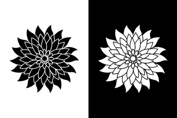 Decorative Chrysanthemum Flower Icon Silhouette Vector Illustration
