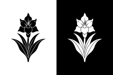Elegant Gladiolus Flower Silhouette Illustration for Decorative Designs
