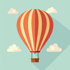Fototapeta premium Colorful hot air balloon flying in the sky with fluffy clouds 