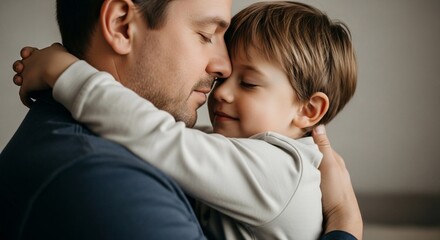 Tender embrace A father and sons loving bond