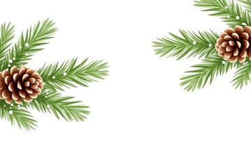 christmas tree branch with pine cones and snowflakes