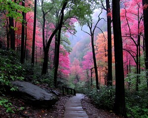 Autumn forest path