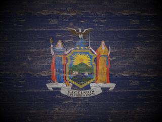 Old wooden New York state flag
