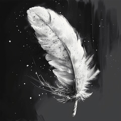 feather on black background