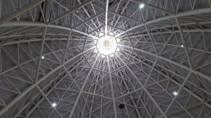 Geometric Dome Ceiling with Steel Trusses