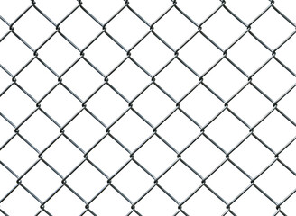 Fototapeta premium Close up of a metal chain link fence pattern isolated on transparent background