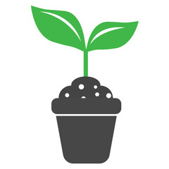 Growing Plant in Pot  Simple Illustration of New Life and Growth