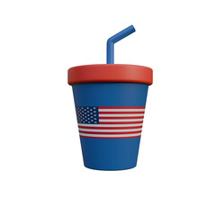 Patriotic Soda Cup American Flag Drinkware 3D Render