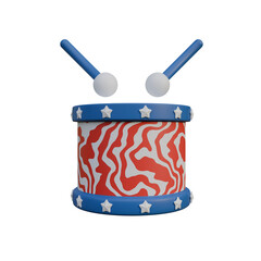 Patriotic Drum 3D Render of an American-Themed Drum with Sticks
