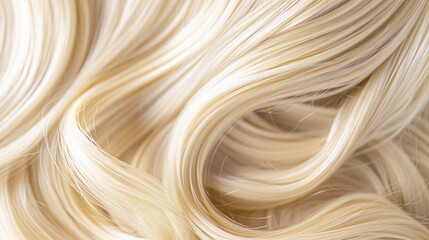 Styled blonde hair with shimmering waves and rich highlights, showcasing healthy, vibrant texture suitable for beauty and haircare visuals.