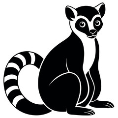 Fototapeta premium Detailed black and white illustration of a lemur in a sitting pose