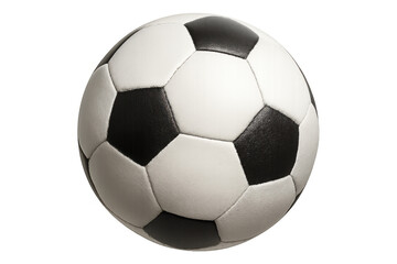 Fototapeta premium Soccer ball spinning against transparent backdrop, highlighting dynamic motion within athletic design contexts