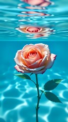 pink rose in water