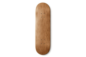 Classic wooden skateboard deck isolated on transparent background, perfect for mockups and designs