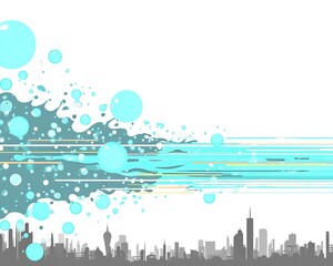 Abstract city skyline with splashes
