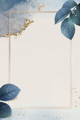 Rectangle gold frame with foliage pattern background