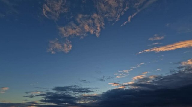 timelapse of the sky of light clouds at sundown after the rain for forecast