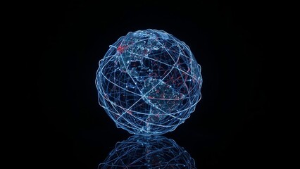 A digital globe with illuminated network lines representing global connectivity and technology.