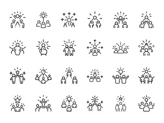 Set of Icons Representing Teamwork, Collaboration, and Creative Ideas