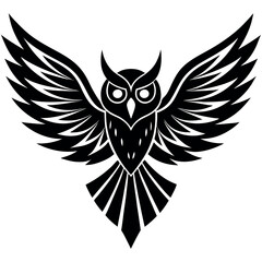 Obraz premium Tribal art style owl with spread wings banner design