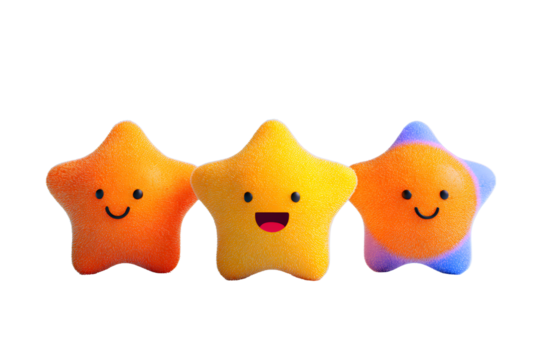 Isolated cartoon star and black eyes on transparent background