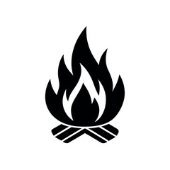 Clean flat campfire icon for outdoor and camping themes