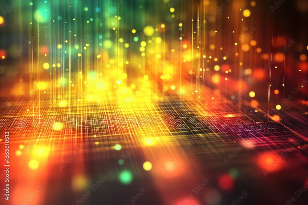 Poster vibrant grid pattern with abstract light creating a dynamic atmosphere in an artistic display of col