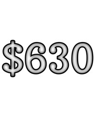 dollar sign on white background $630