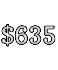 dollar sign on white background $635