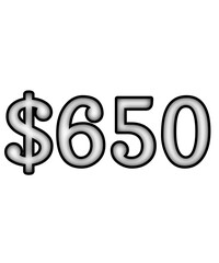 dollar sign on white background $650