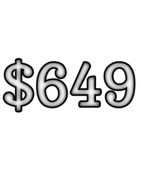 dollar sign on white background $649