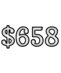 dollar sign on white background $658