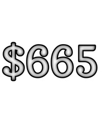 dollar sign on white background $665