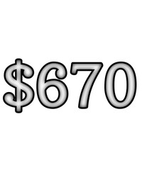 dollar sign on white background $670