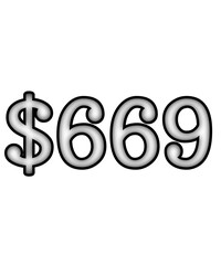 dollar sign on white background $669