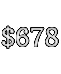 dollar sign on white background $678